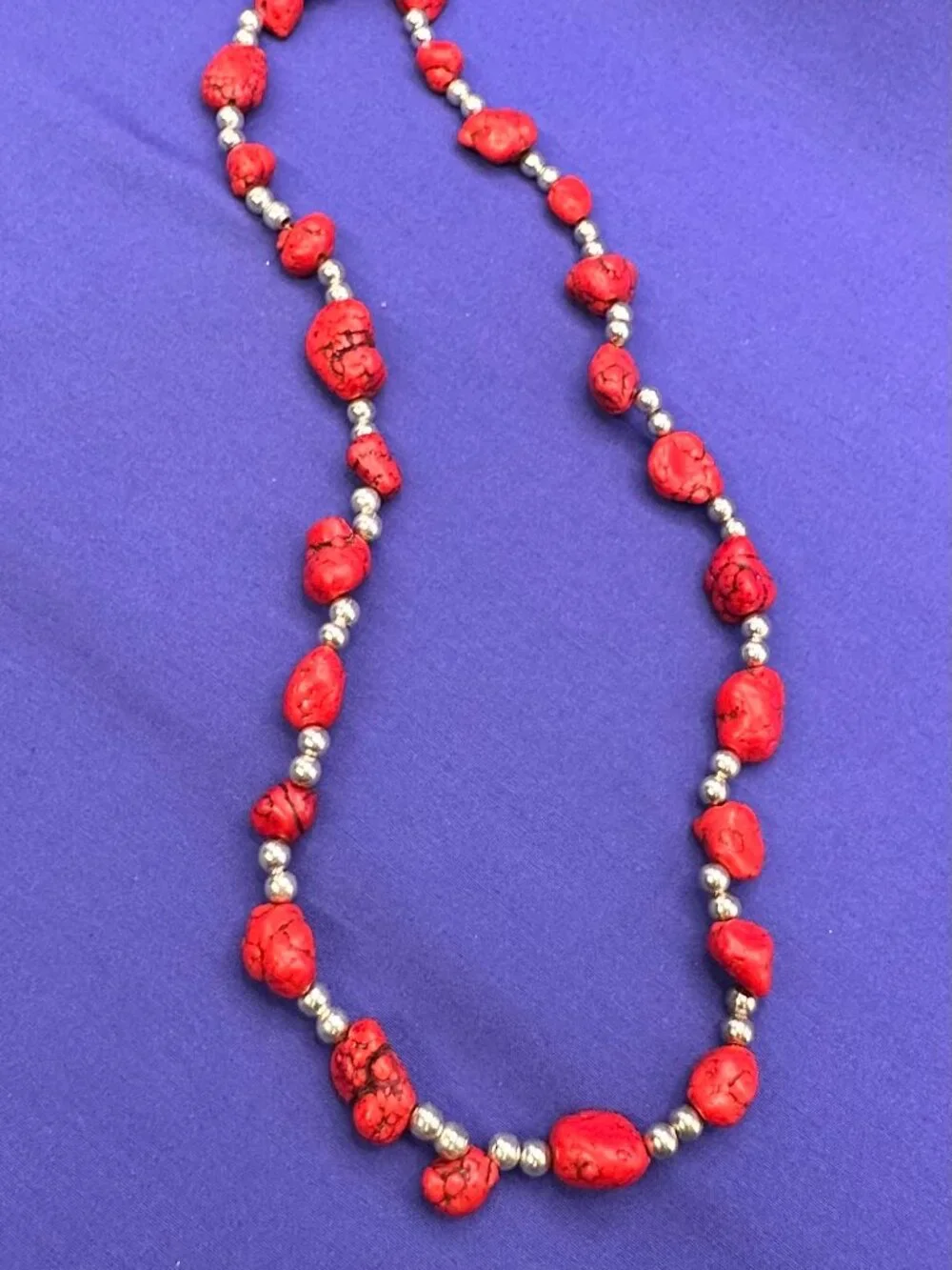 Red Nugget Natural Stone Necklace